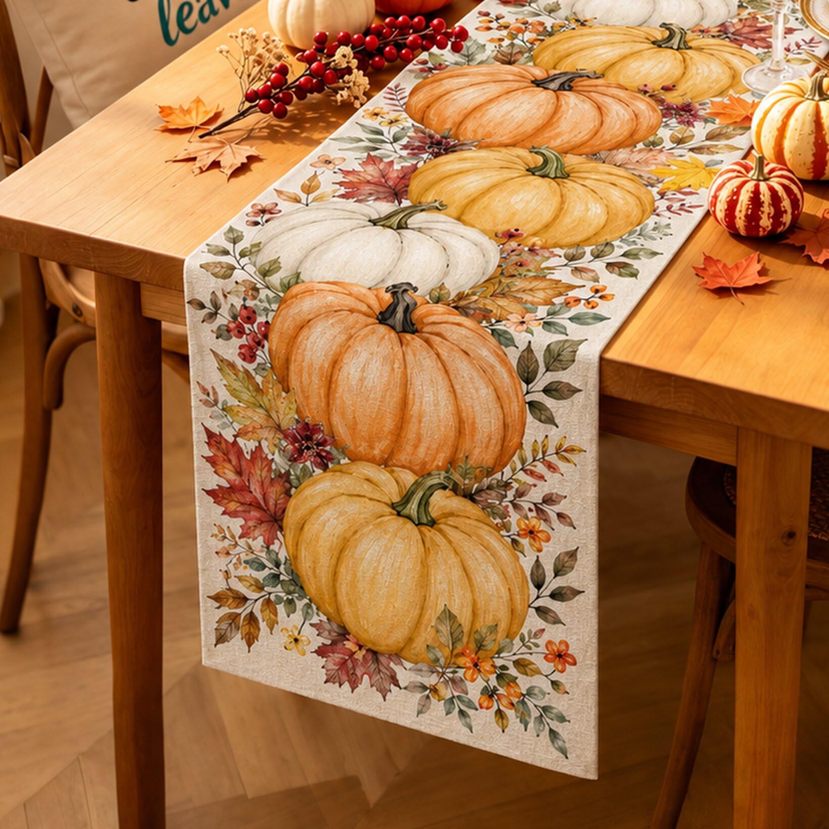 Linen Table Runner - 할로윈 테이블 러너 빈티지 고딕 레이븐
