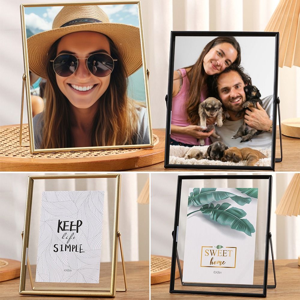 Bamboo Photo Frame - 4/6/7/8/10 인치 금속 사진 프레임 아크릴