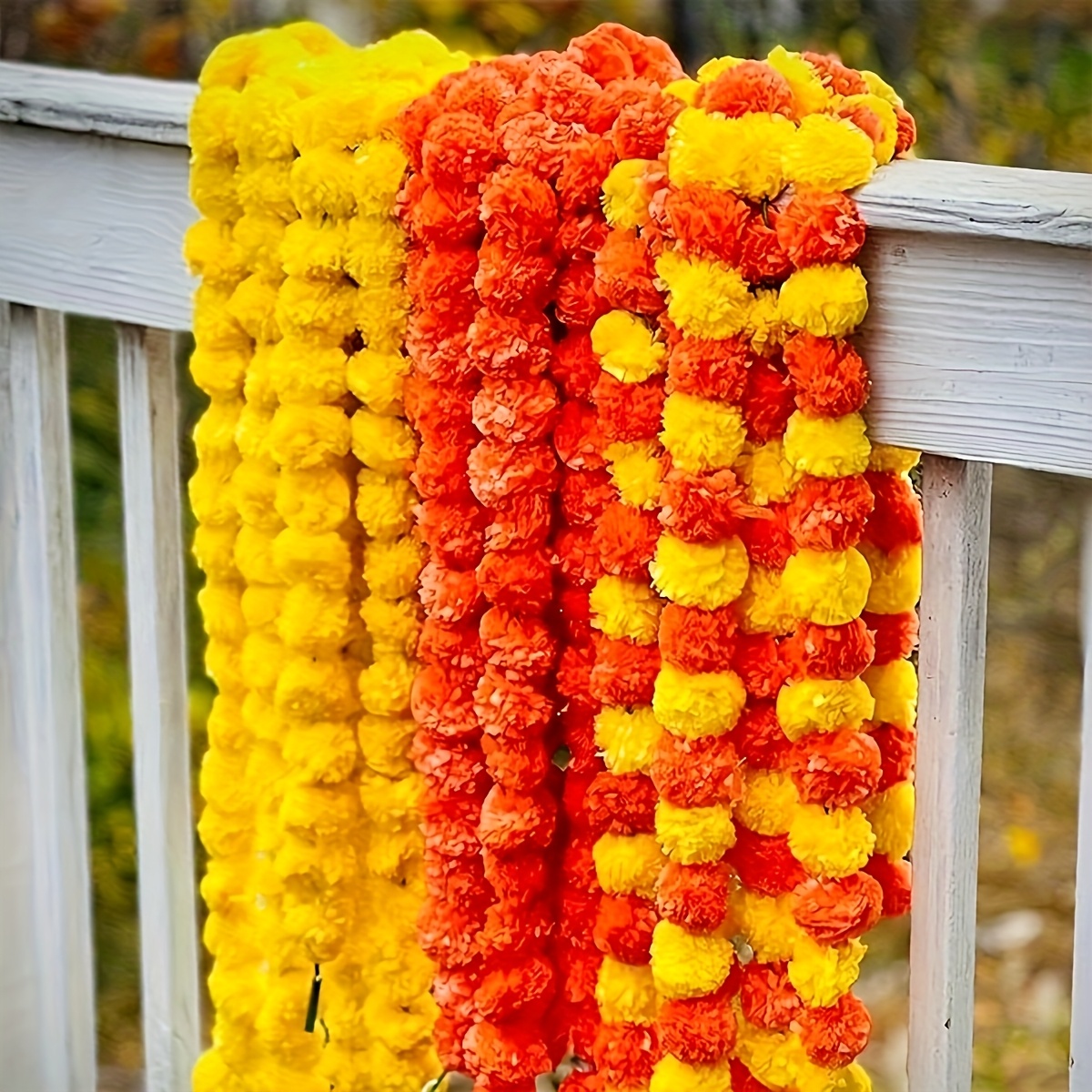 Home Decor Indonesia - 1pcs 장식을위한 메리골드 화환 인공 메리골드