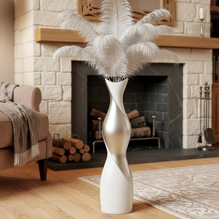 Pampas Grass Decor - 모던 거실 침실 현관용 무광 화이트