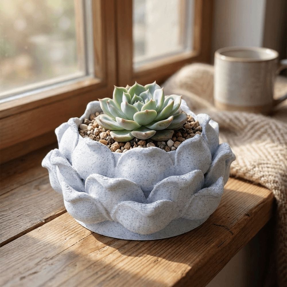 Rattan Plant Basket - 연꽃 모양 다육 식물 화분 3D