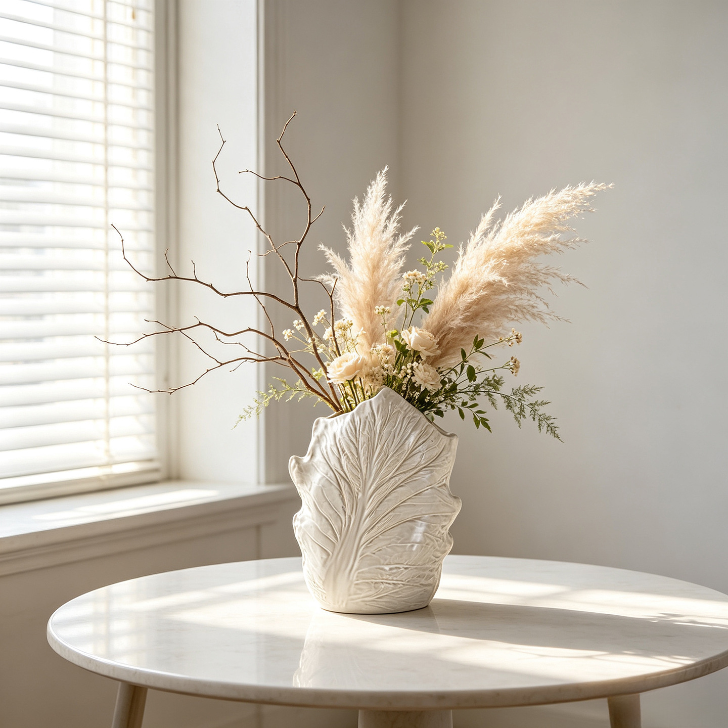 잎 모양 세라믹 꽃병, 팜파스 그래스 드라이플라워, 북 - Pampas Grass Decor 리뷰 및 가격