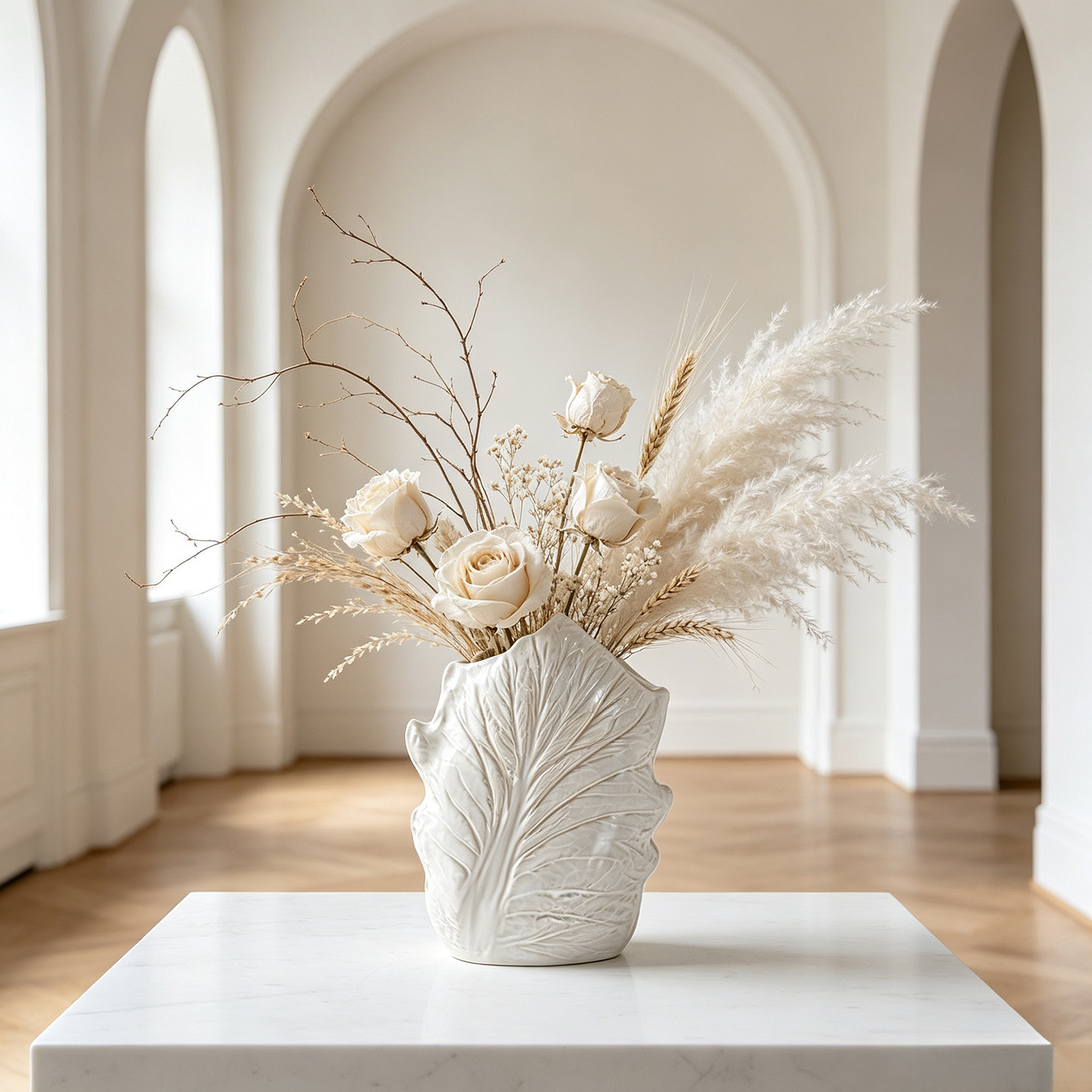 잎 모양 세라믹 꽃병, 팜파스 그래스 드라이플라워, 북 - Pampas Grass Decor 리뷰 및 가격