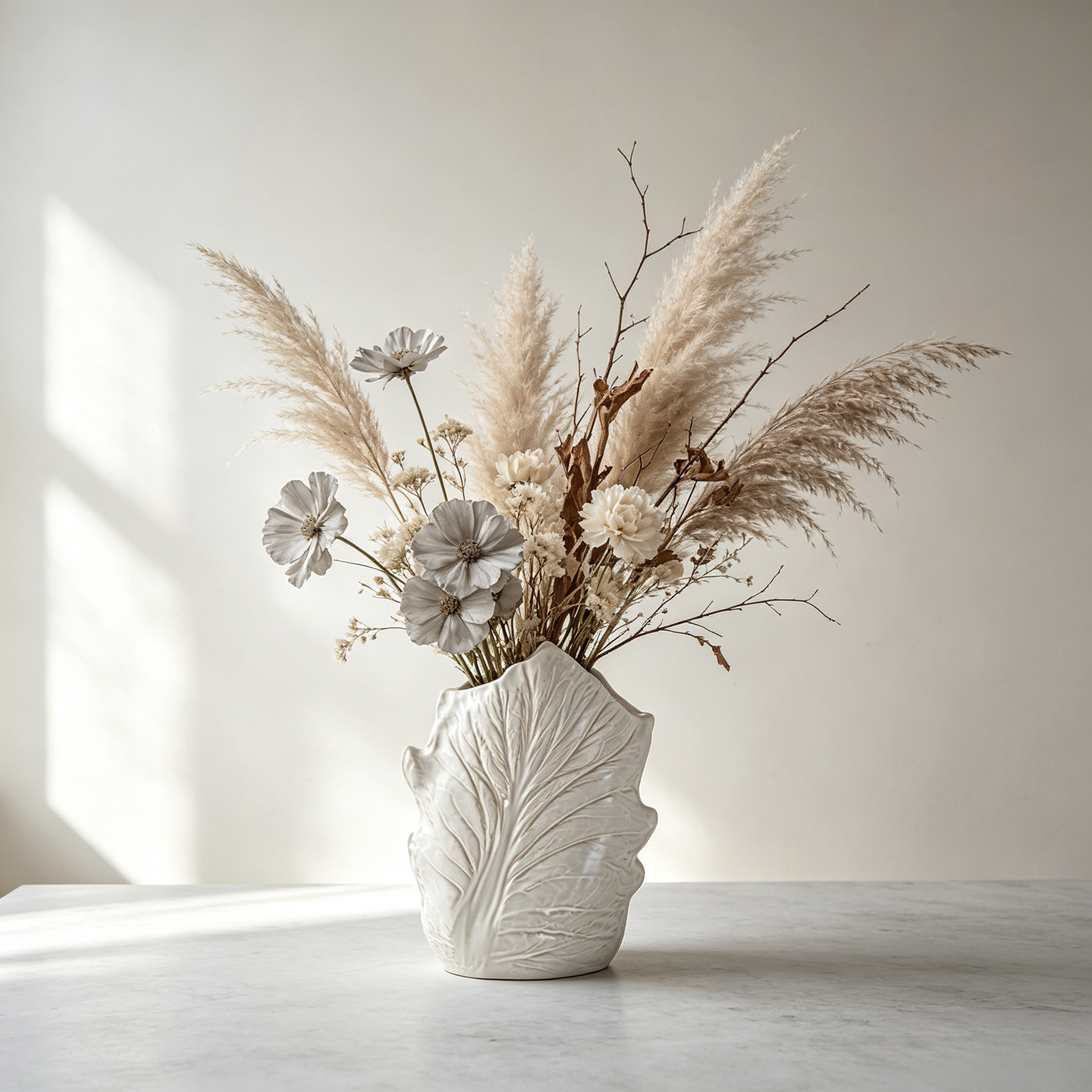 잎 모양 세라믹 꽃병, 팜파스 그래스 드라이플라워, 북 - Pampas Grass Decor 리뷰 및 가격