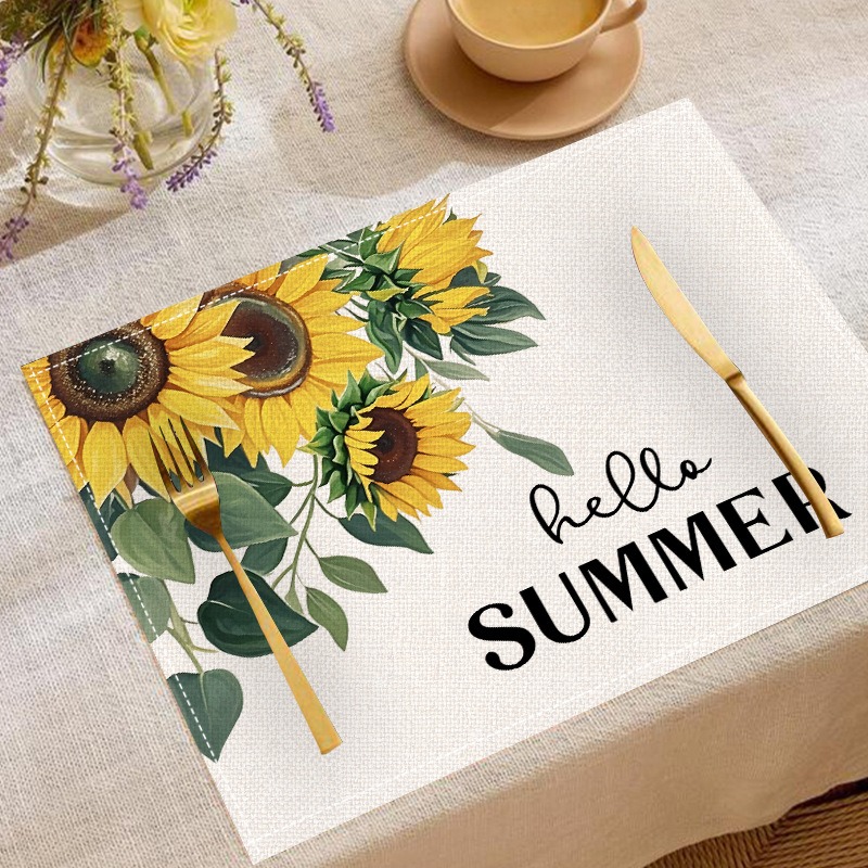 5PCS 봄 여름 꽃 해바라기 테이블 러너 플레이스 매 - Linen Table Runner 리뷰 및 가격