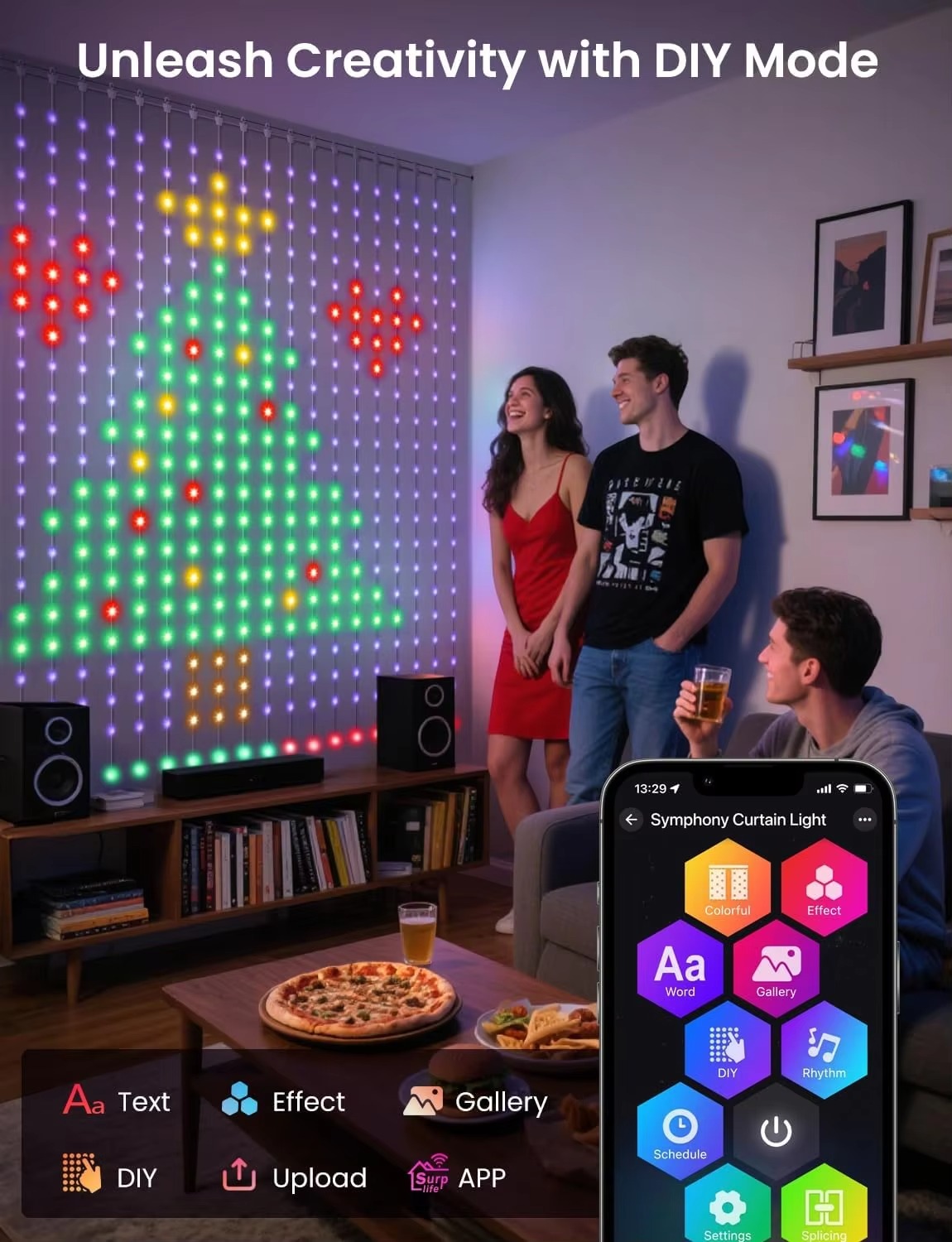 USB 커튼 조명, 400개의 LED, 다이내믹 패턴, - Home Decor Free App 리뷰 및 가격