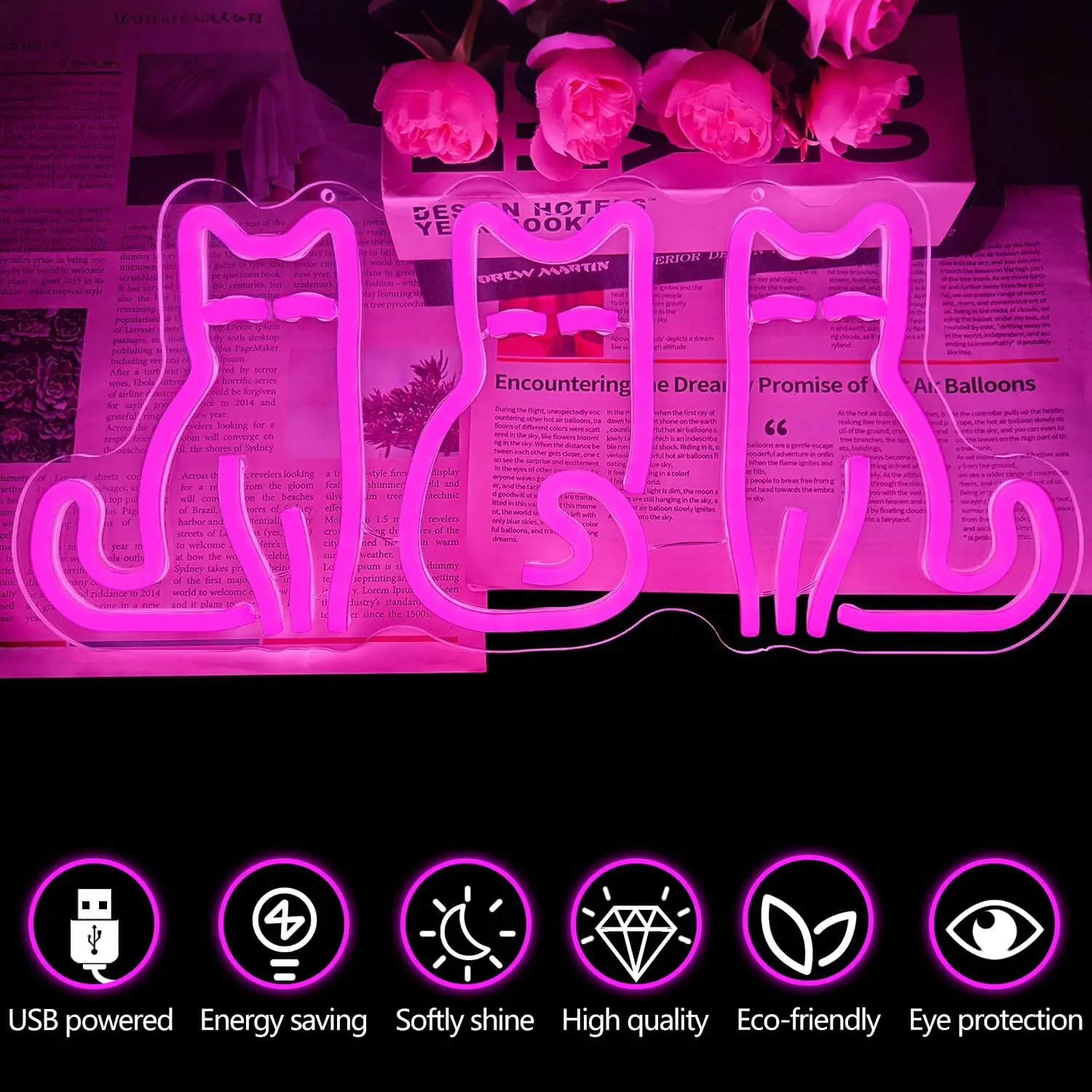 고양이 모양의 네온사인, USB LED 네온 조명, 침 - Home Decor Theme 리뷰 및 가격