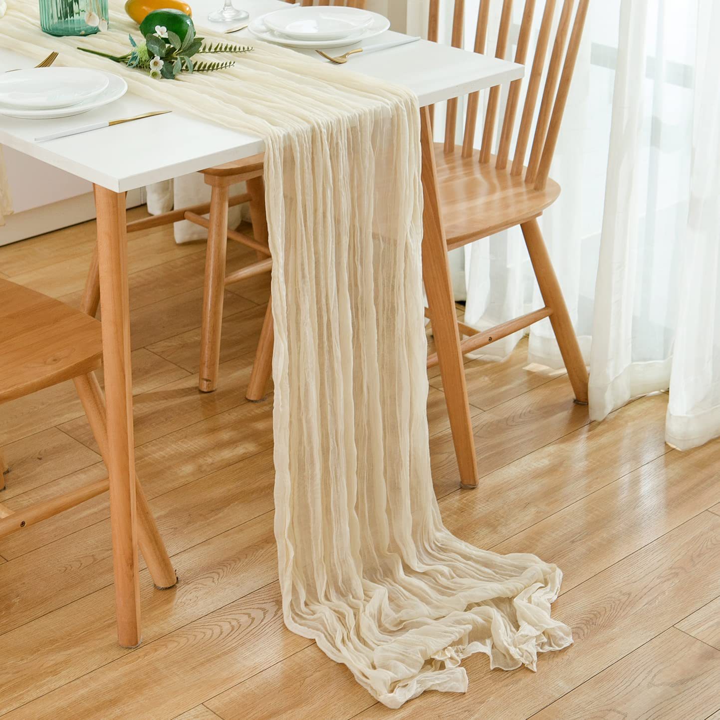 주름 거즈 테이블 러너 치즈 천 반투명 테이블 설정 식 - Linen Table Runner 리뷰 및 가격