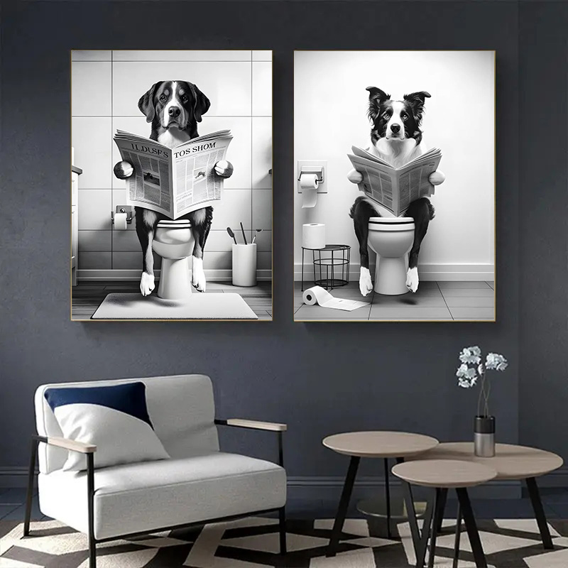 (1pc 프레임리스) 화장실에 앉아 신문을 읽고 있는  - Home Decor Magazine 리뷰 및 가격